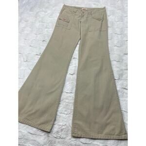 🔥Vintage Y2K Forever 21 Made in USA Low Rise Flare Wide Leg Khaki Pants Women M